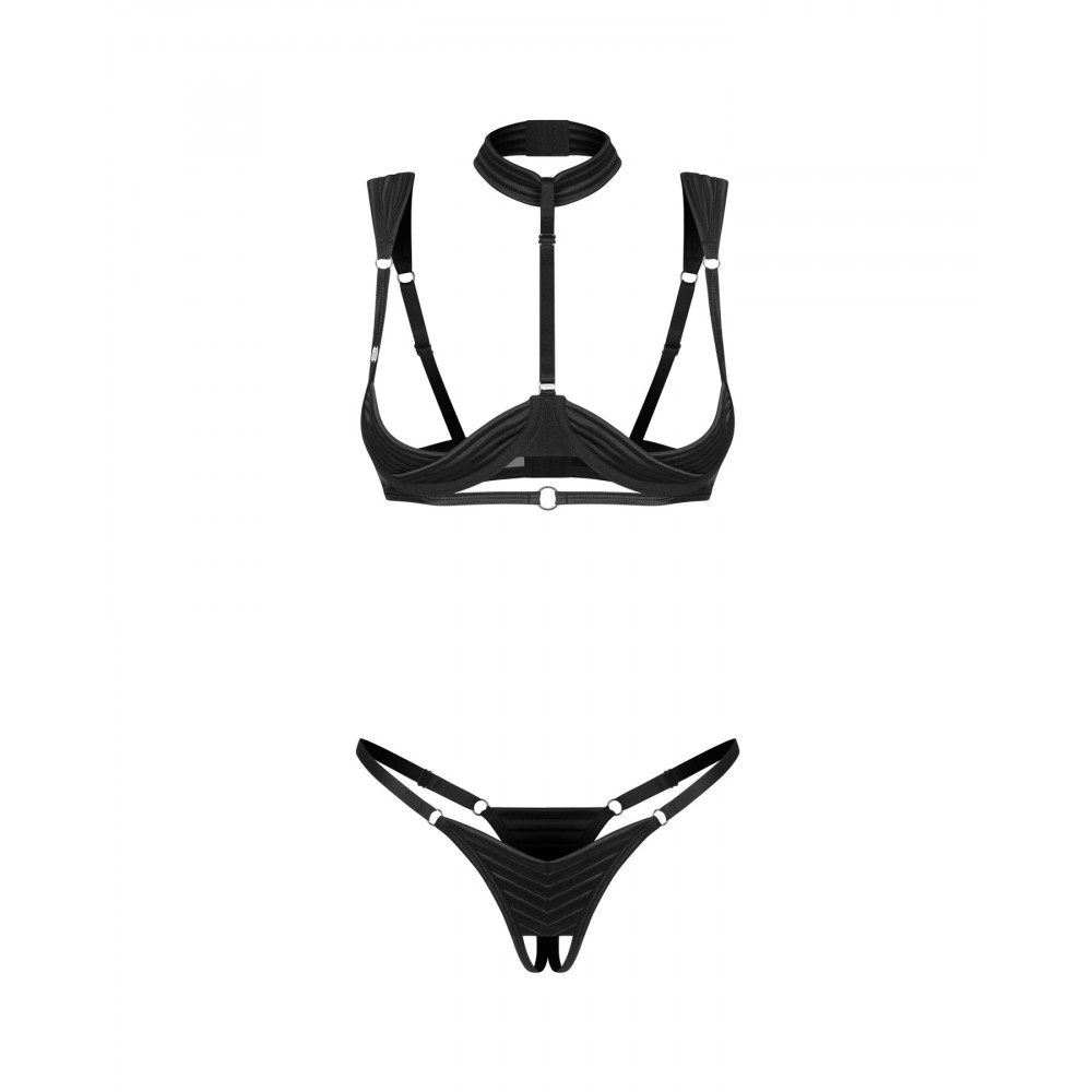 Еротичні комплекти - Комплект Obsessive Roccele 2-pcs crotchless set S/M 1