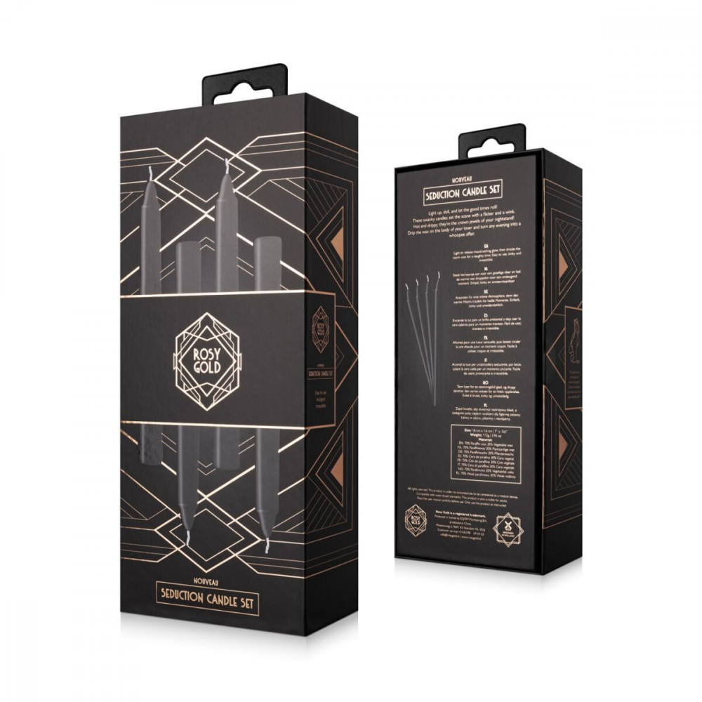 БДСМ іграшки - Набір свічок Rosy Gold - Seduction Candle Set - Black 5