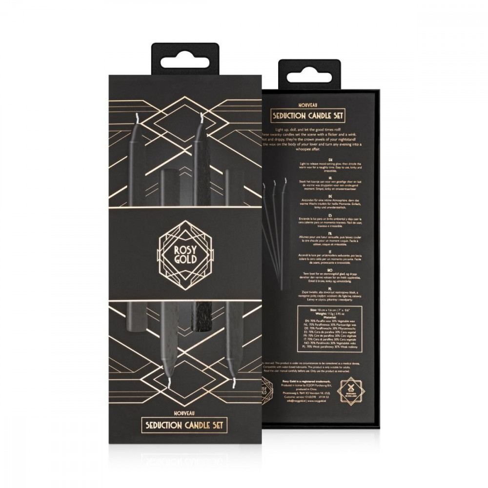 БДСМ іграшки - Набір свічок Rosy Gold - Seduction Candle Set - Black 6