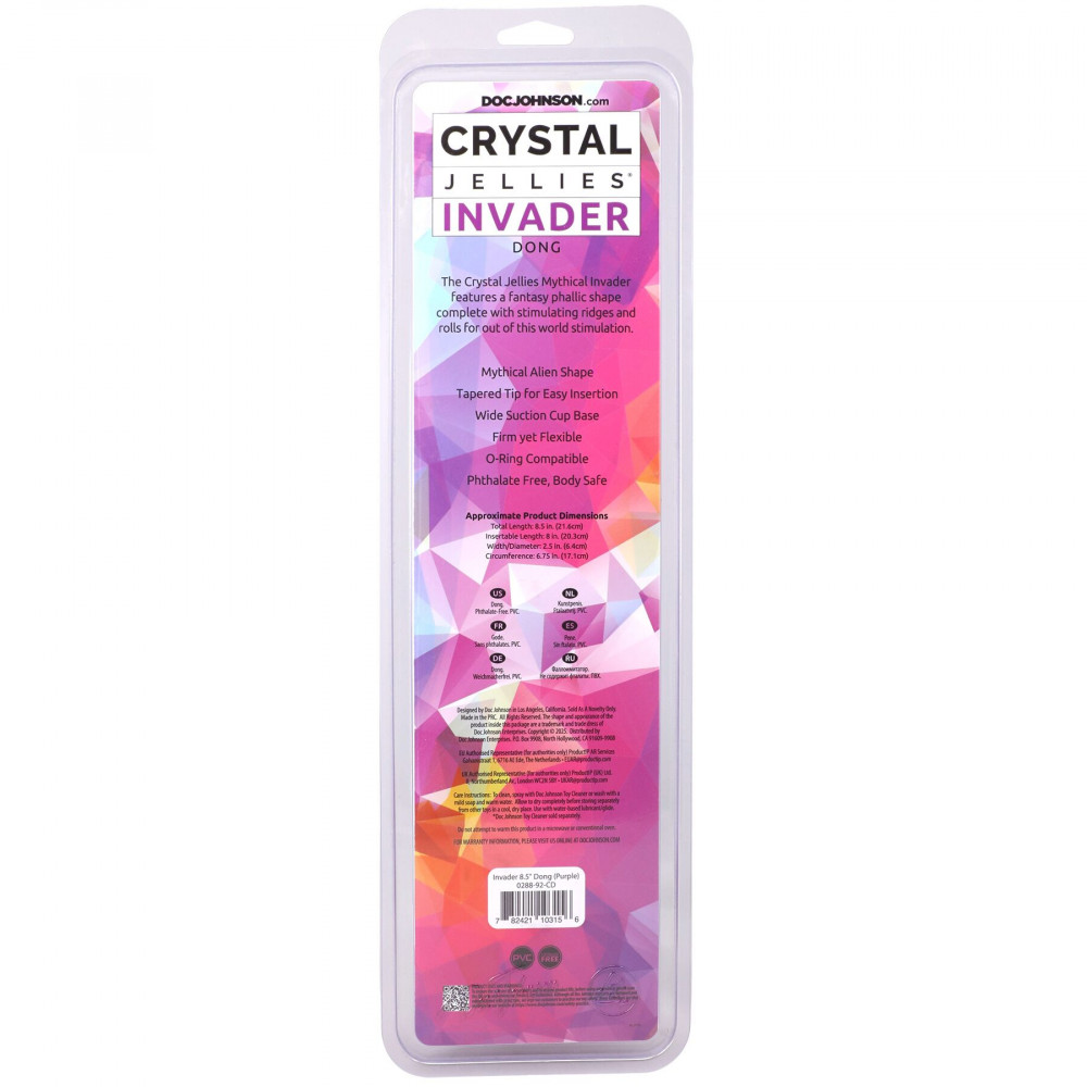 Фалоімітатор - Фентезійний фалоімітатор Doc Johnson Crystal Jellies - Invader Dong 8.5 Inch - Purple 5