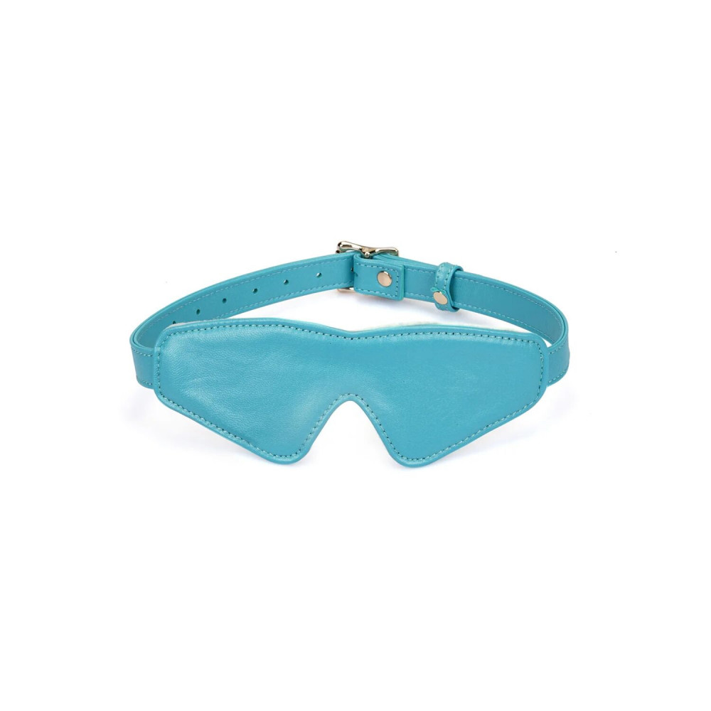 Повязки на глаза, кляпы, зажимы - Маска на глаза Liebe Seele Blue Lamb Leather Blindfold with Velvet Lining
