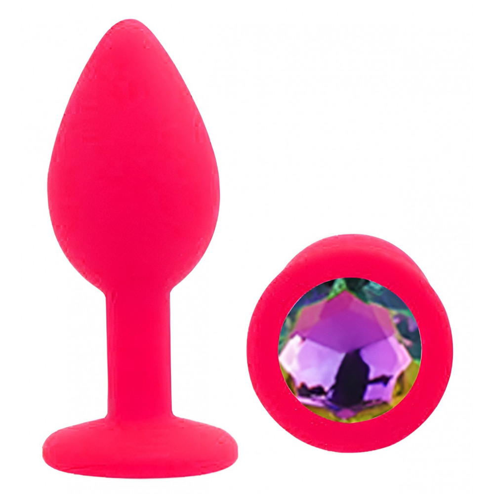 Анальные игрушки без вибрации - Силиконовая анальная пробка EGZO - Silicone Pink Round Plug Rainbow, size S 3