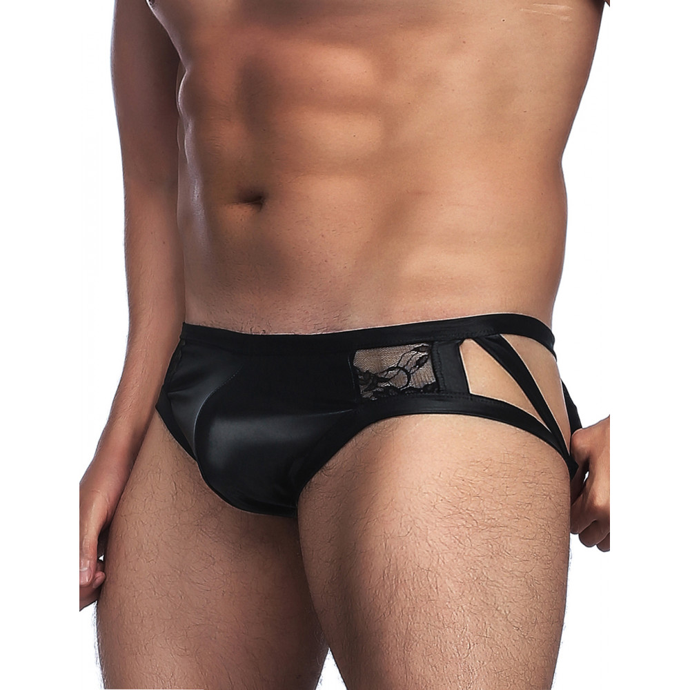 Різне - Труси чоловічі Star Night з мереживом та вирізами, чорні, M 1