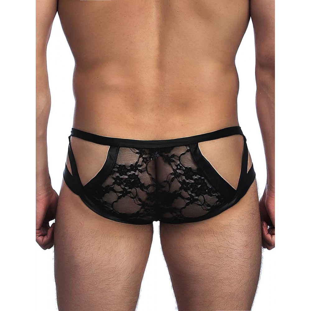 Різне - Труси чоловічі Star Night з мереживом та вирізами, чорні, M