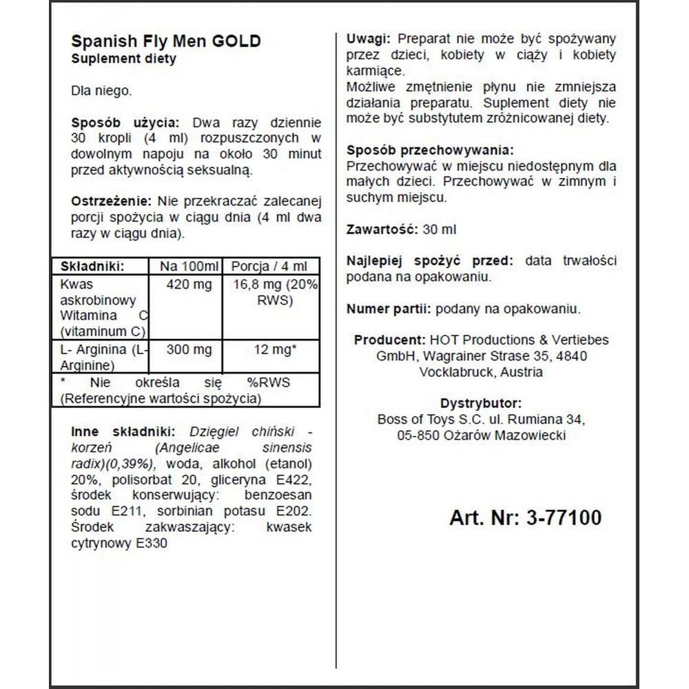 Збуджувальні препарати - Збуджуючі краплі для чоловіків ERO Spainish Fly, 30 мл 1