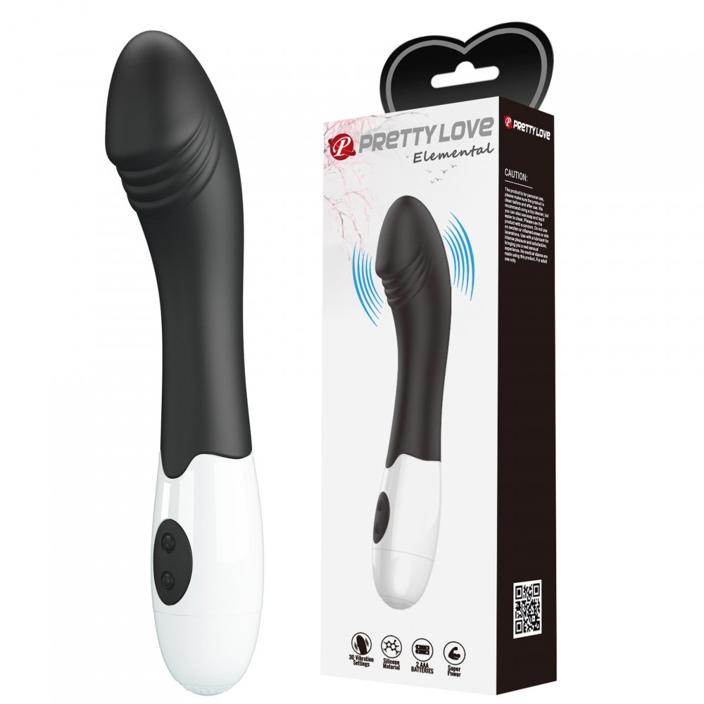 Стимулятор точки G - Вибратор для точки G Pretty Love Elemental Vibrator черно-белый, 19 х 3.2 см