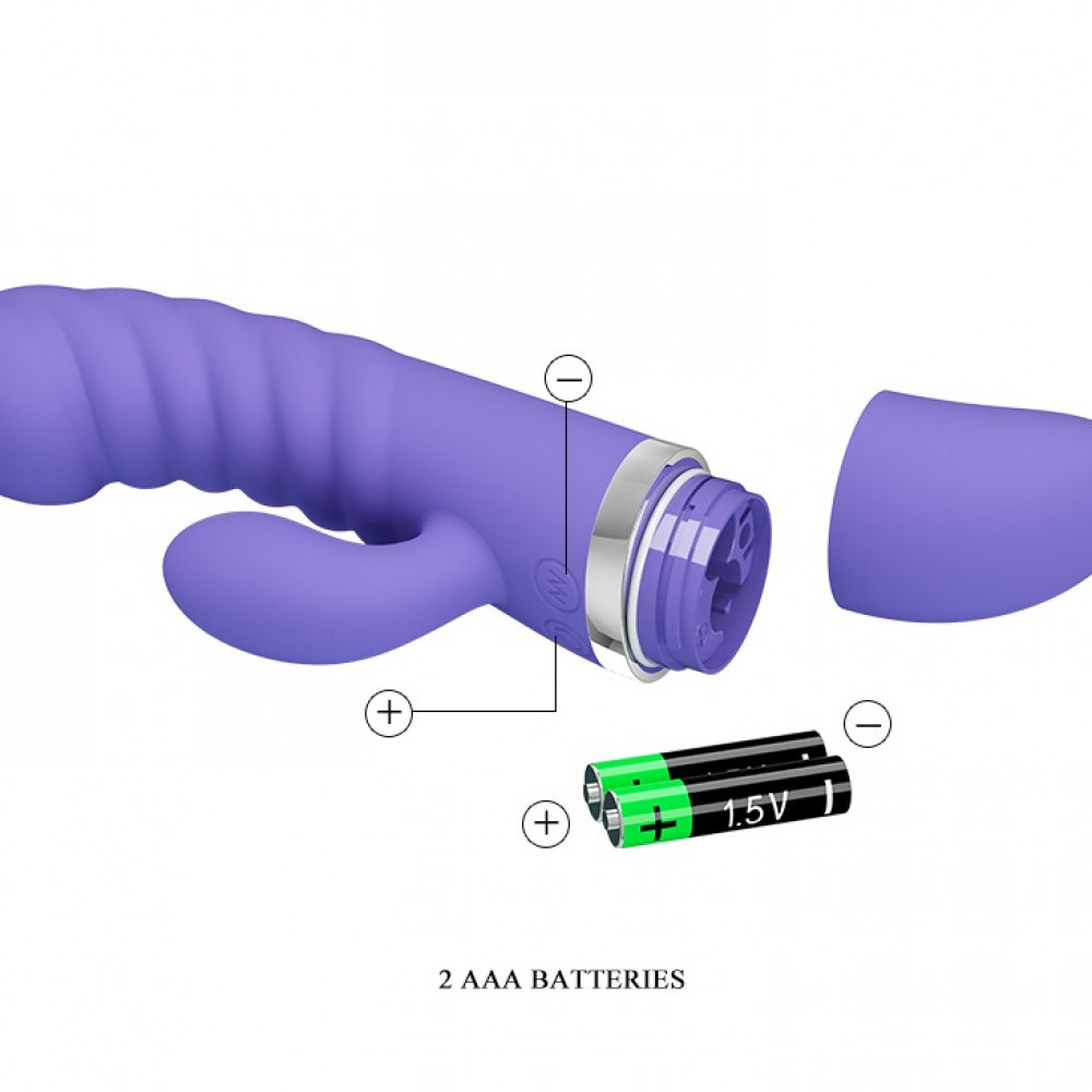 Різне - Вібратор з кліторальним відростком рельєфний Pretty Love Tracy бузковий 7