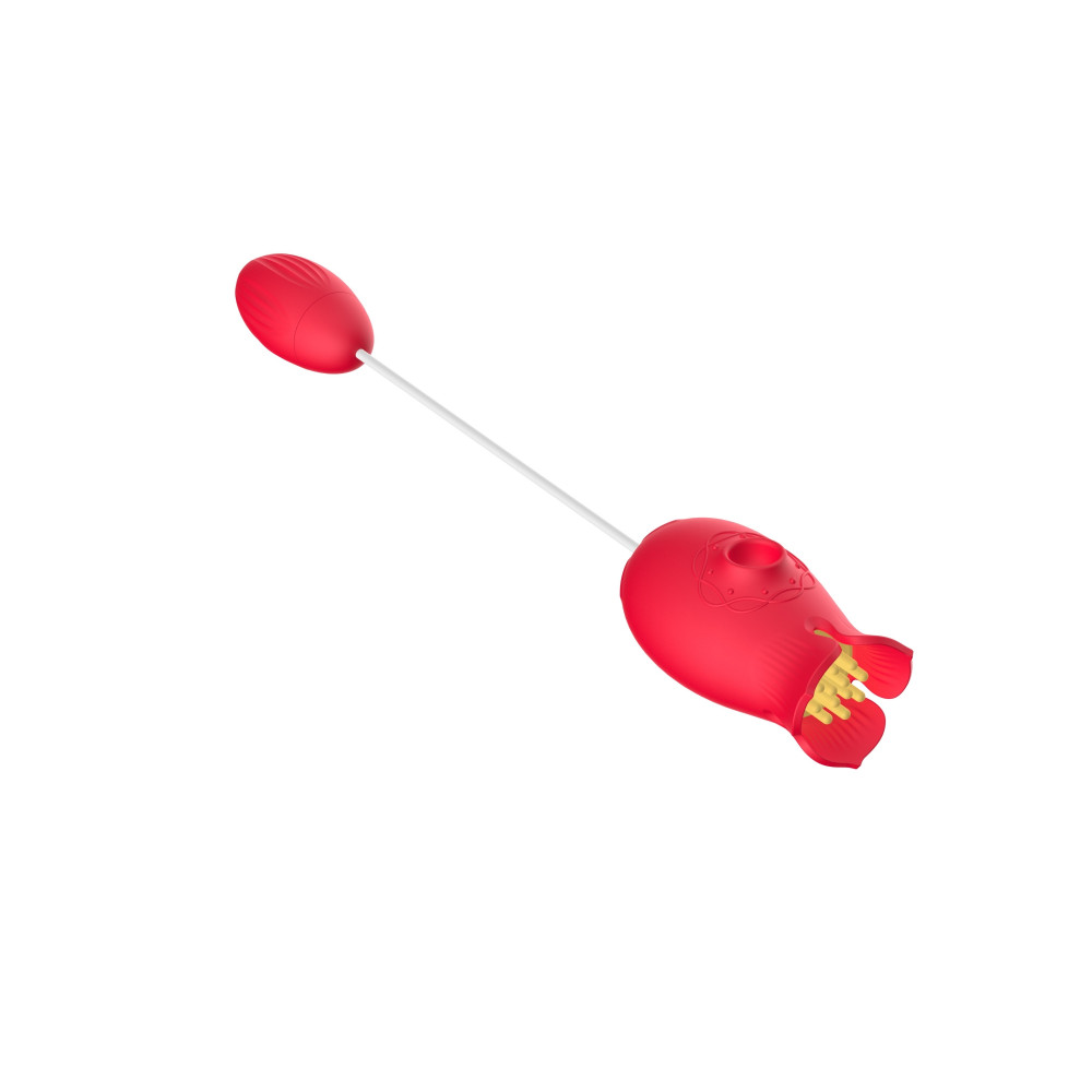 Різне - Вібратор вагінально кліторальний з вакуумною стимуляцією та вібро Flower Love egg, червоний 6