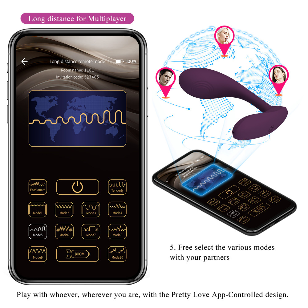 - Вибромассажер серии G-Spot APP от Pretty Love - Baird Purple, BI-014992HP-1 2