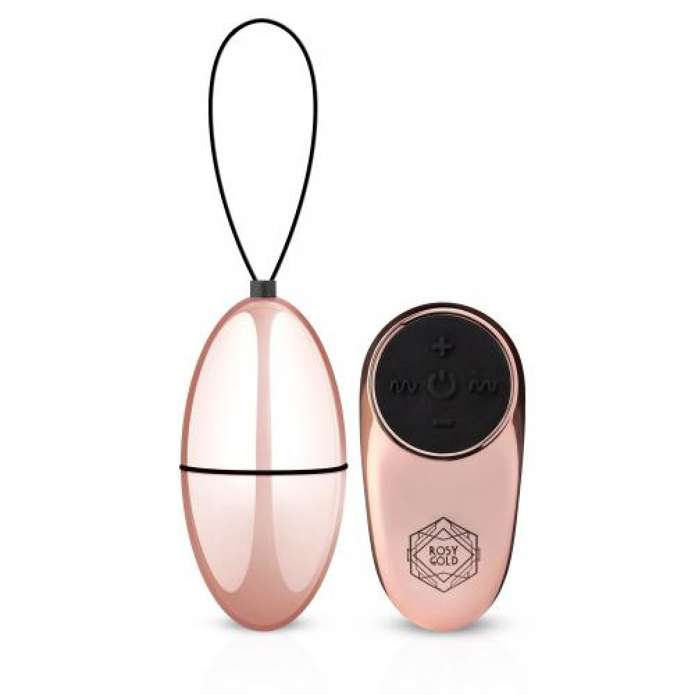 Вагинальные шарики - Виброяйцо с пультом управления на батарейках Rosy Gold-New Vibrating Egg