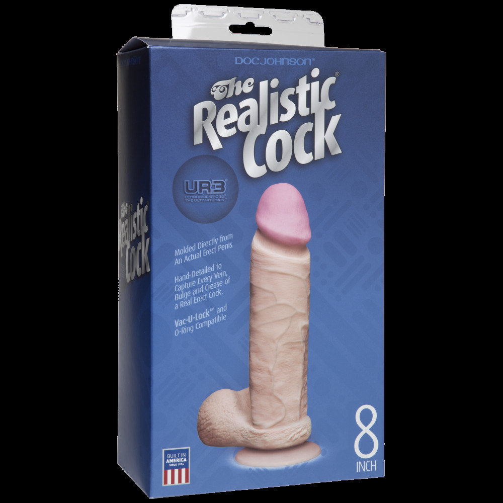 Секс игрушки - Фаллоимитатор Doc Johnson The Realistic Cock 8 inch White - ULTRASKYN, Vack-U-Lock (мятая упаковка!!!) 3