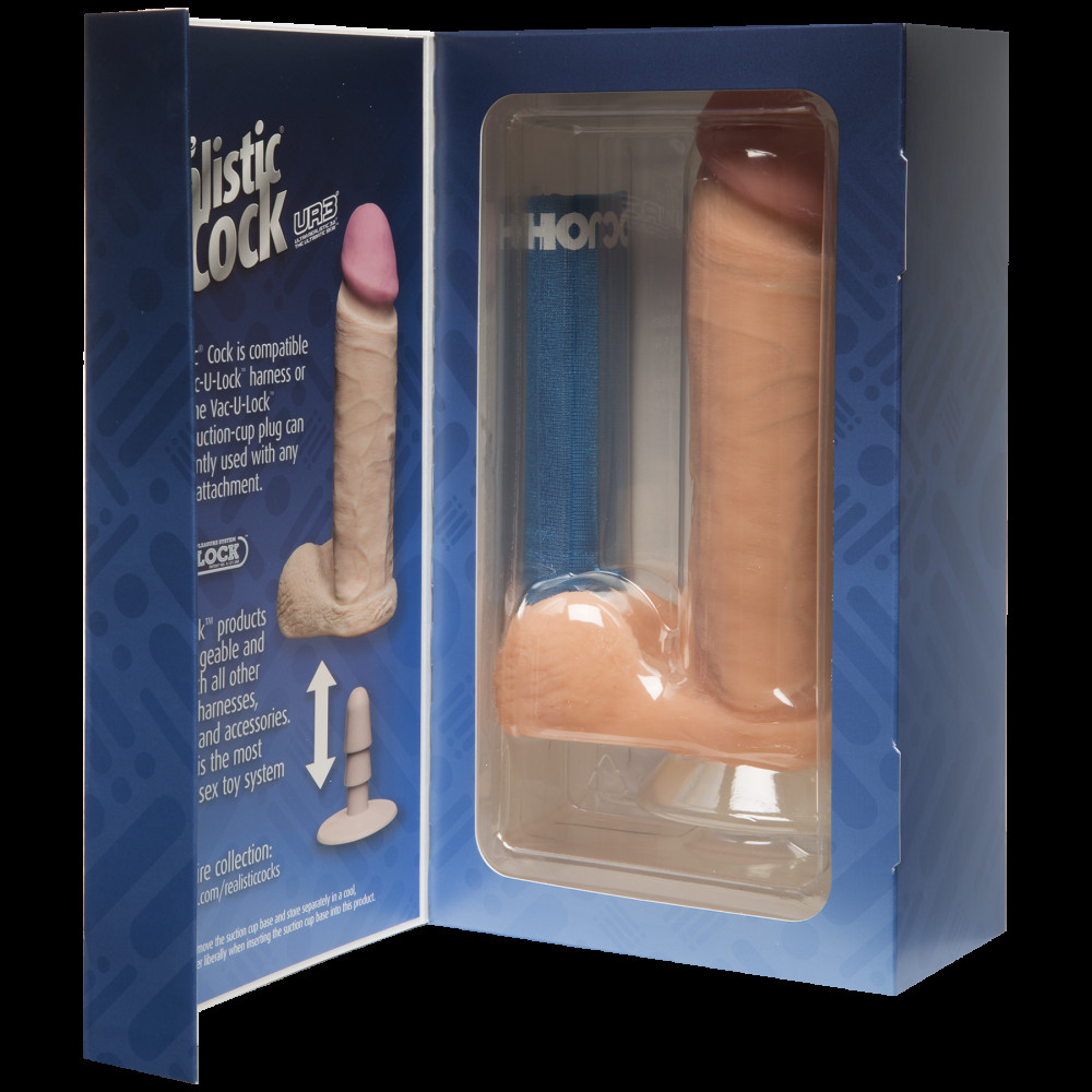 Секс игрушки - Фаллоимитатор Doc Johnson The Realistic Cock 8 inch White - ULTRASKYN, Vack-U-Lock (мятая упаковка!!!) 5