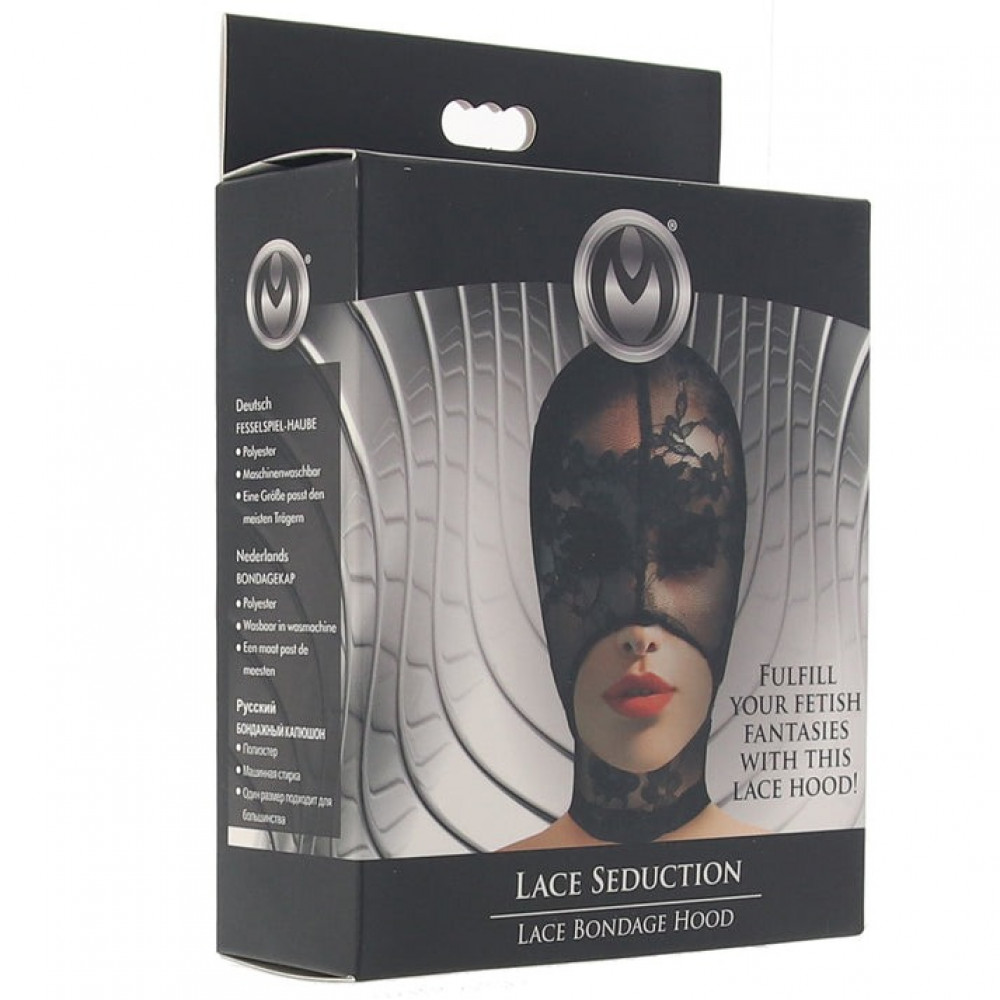 Маски - Кружевная маска на голову Master Series с открытым ртом, черная 1