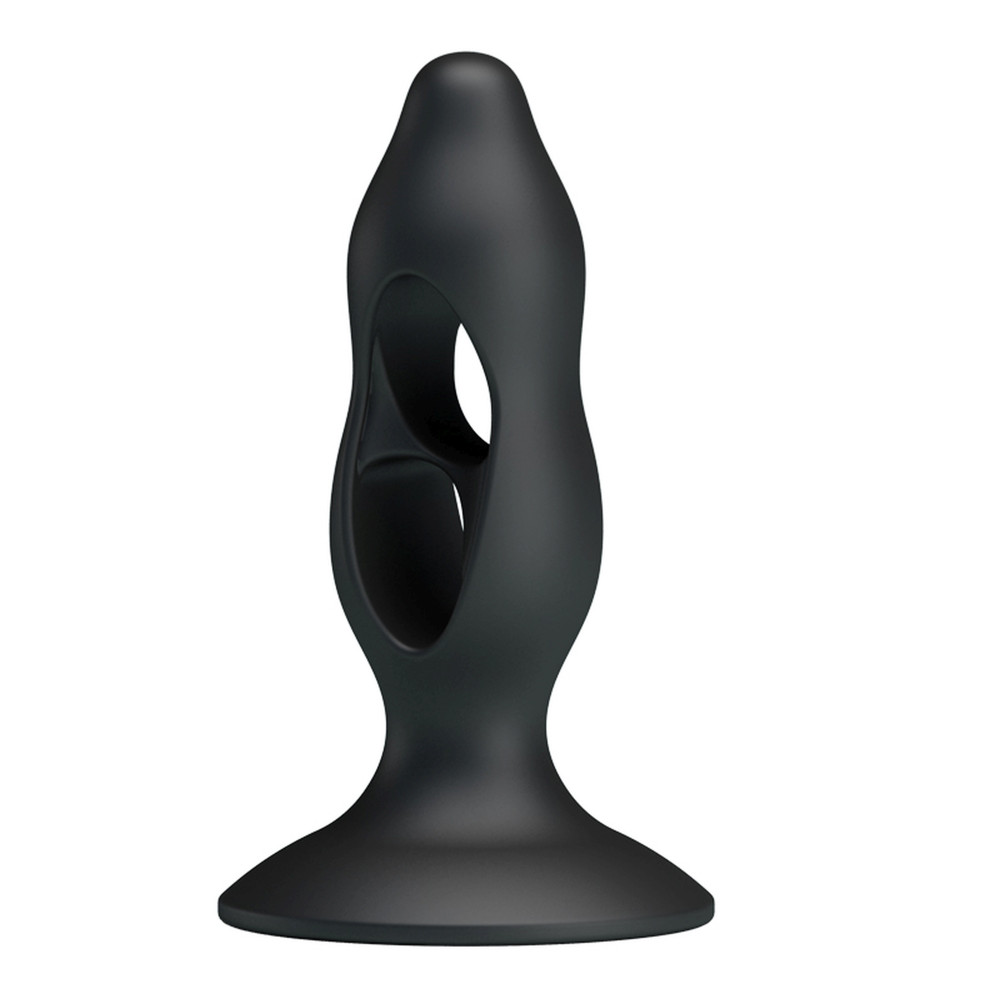 Анальные игрушки без вибрации - Анальная пробка с отверстиями Baile Fabulous Silicone Butt Plug черная 1