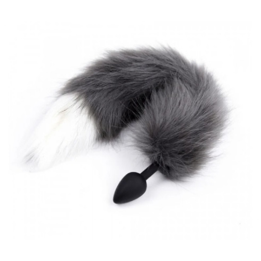Анальные игрушки без вибрации - Анальная пробка S с хвостом DS Fetish Anal plug S black silikone faux fur fox polyeste