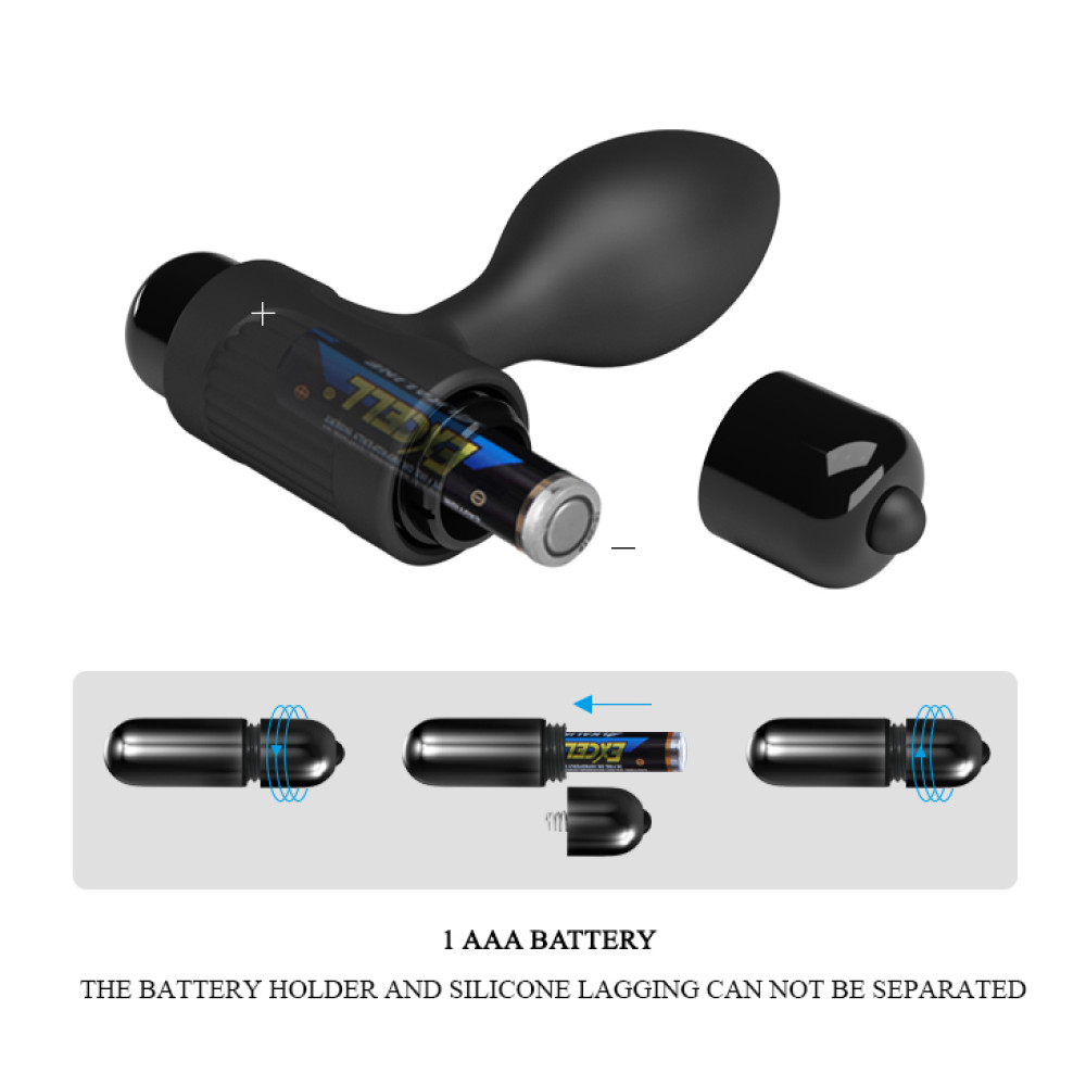 Анальні іграшки з вібрацією - Анальна пробка з вібрацією Pretty Love, чорна, 8,6 × 2,7 см 7