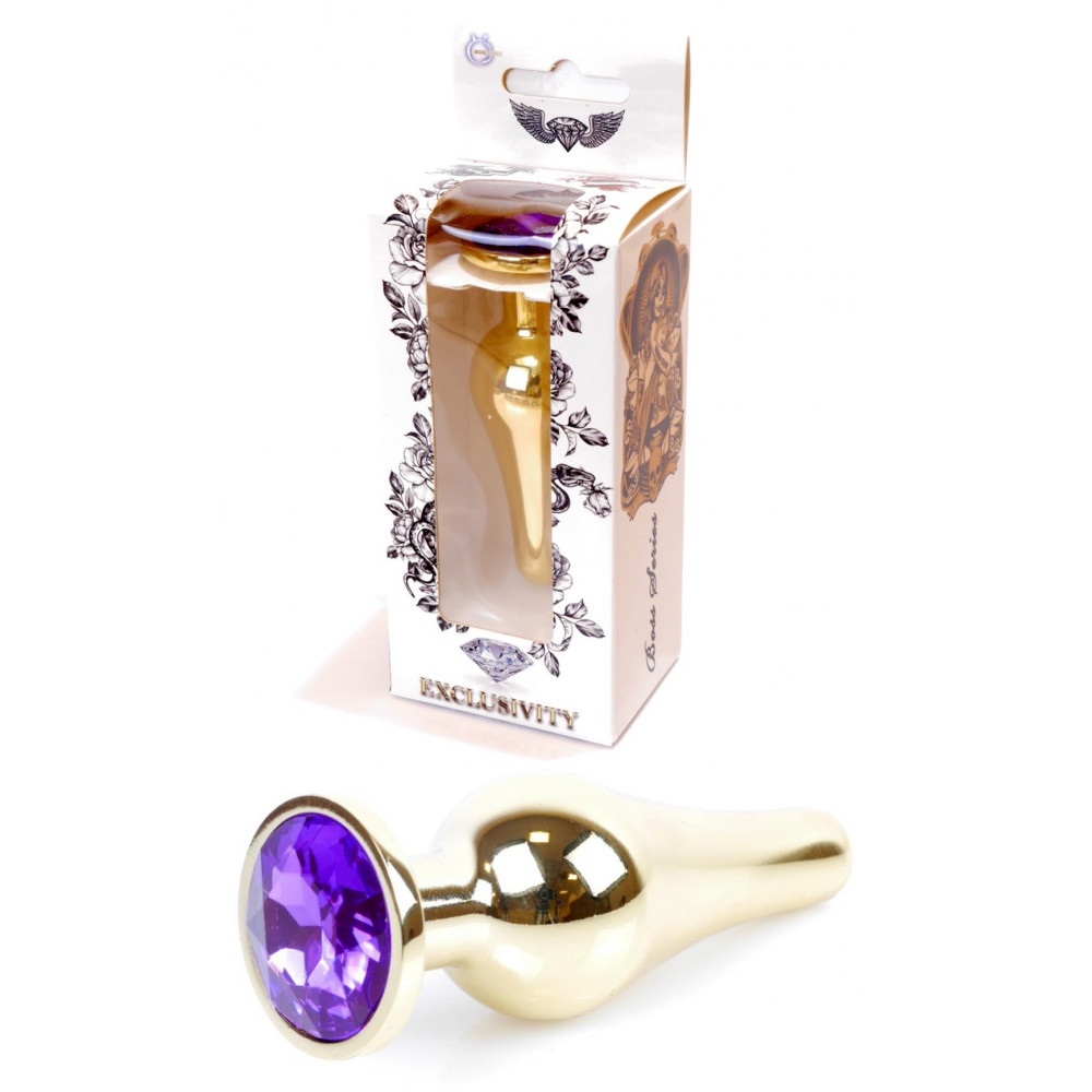 Анальные игрушки без вибрации - Анальная пробка Boss Series - Jewellery Gold BUTT PLUG Purple, BS6400070