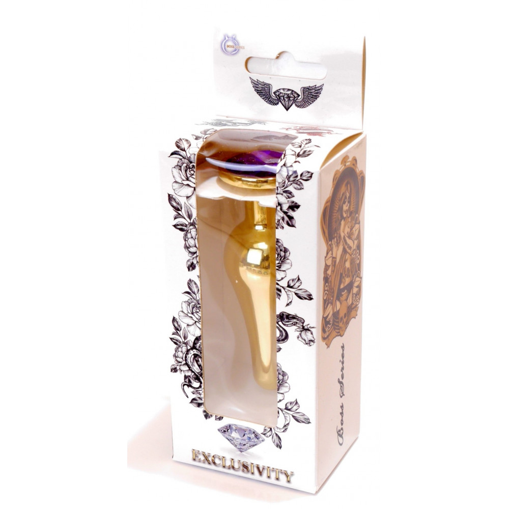 Анальные игрушки без вибрации - Анальная пробка Boss Series - Jewellery Gold BUTT PLUG Purple, BS6400070 7