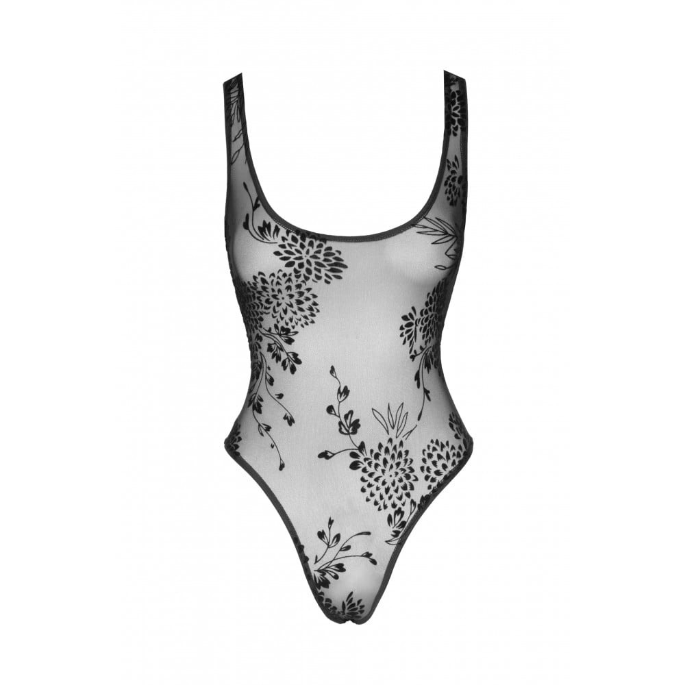 - Боді з візерунками M F242 Noir Handmade, напівпрозоре, чорне 3