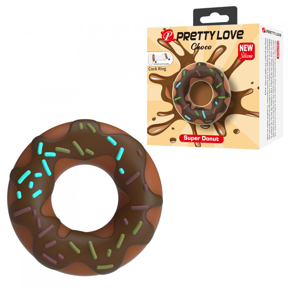  - Ерекційне кільце Crazy Bull - Choco Super Donut Silicone Cock Ring, BI-210344
