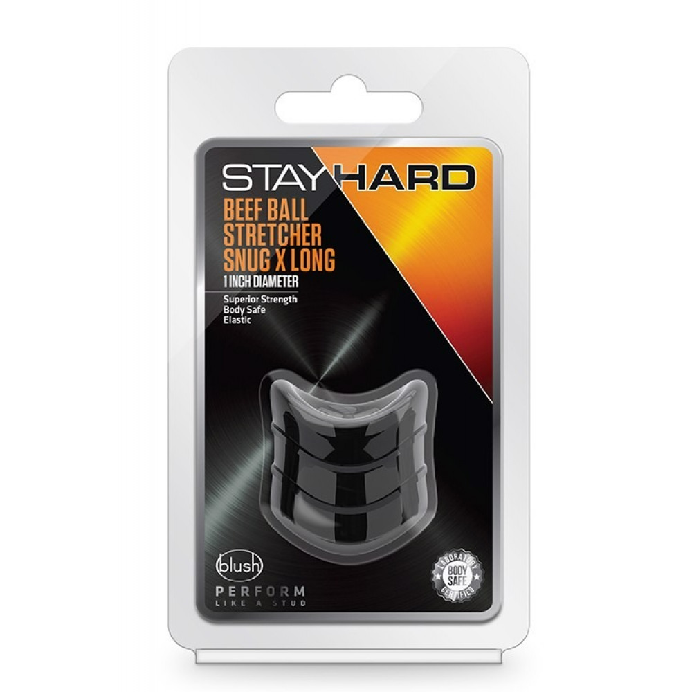 Разное - Эрекционное кольцо STAY HARD BEEF BALL STRETCHER SNUG XLONG Черное, 3.8 х 2.5 см 2