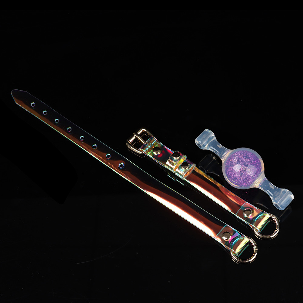 Повязки на глаза, кляпы, зажимы - Кляп-шарик прозрачный UNIVIBE с фиолетовым камнем, силиконовый 9