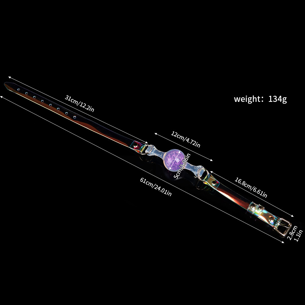 Повязки на глаза, кляпы, зажимы - Кляп-шарик прозрачный UNIVIBE с фиолетовым камнем, силиконовый 10