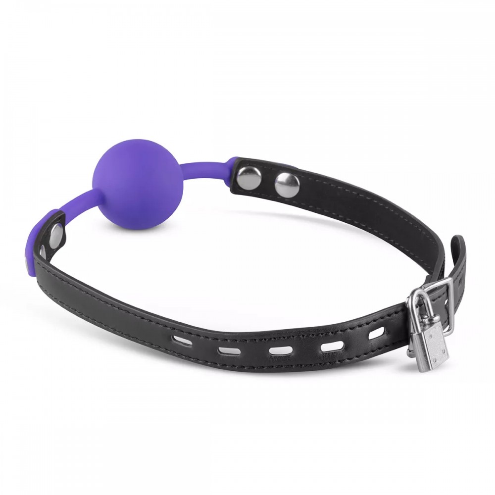 БДСМ игрушки - Кляп-шарик с замком на ключ XOXO, фиолетовый 5