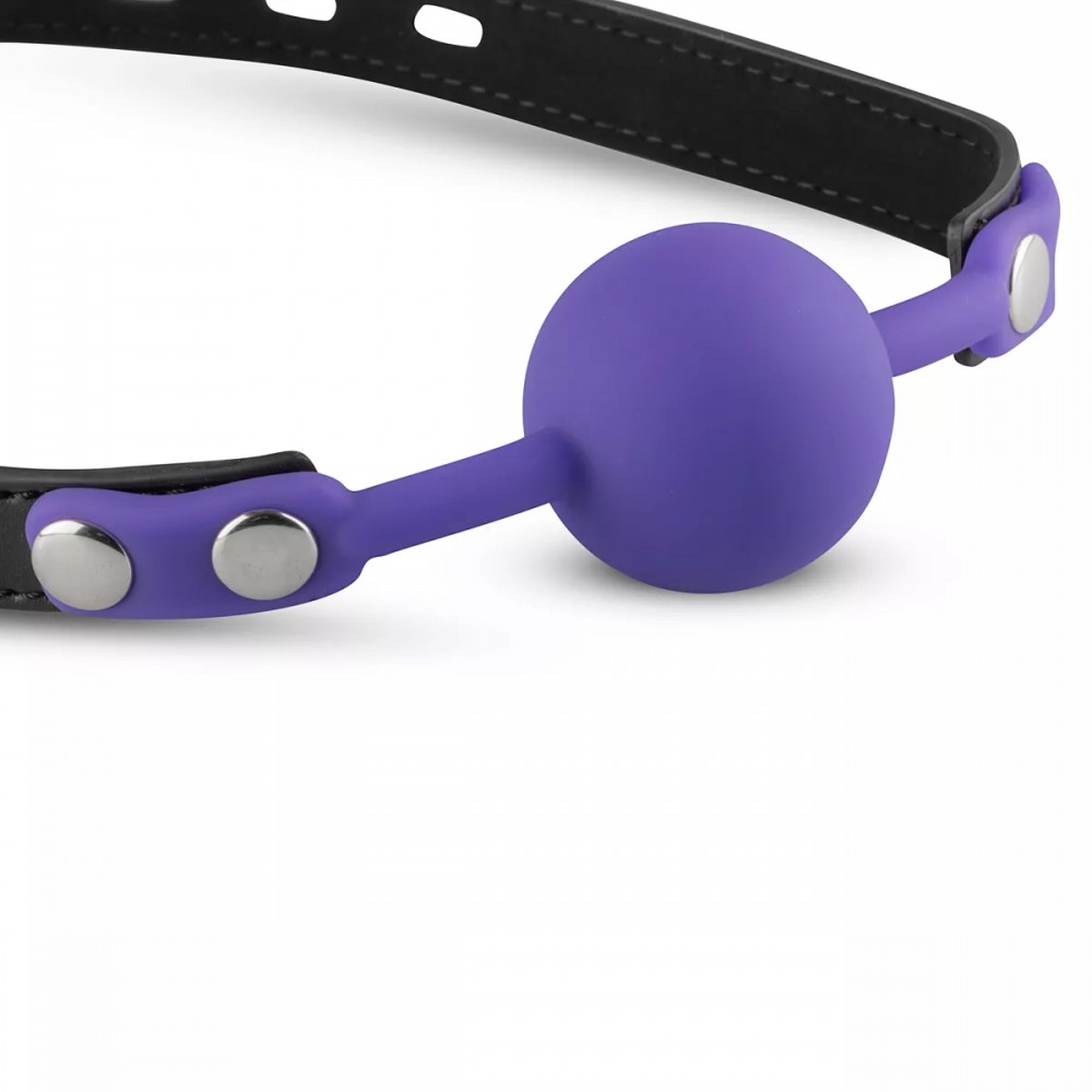 БДСМ игрушки - Кляп-шарик с замком на ключ XOXO, фиолетовый 3