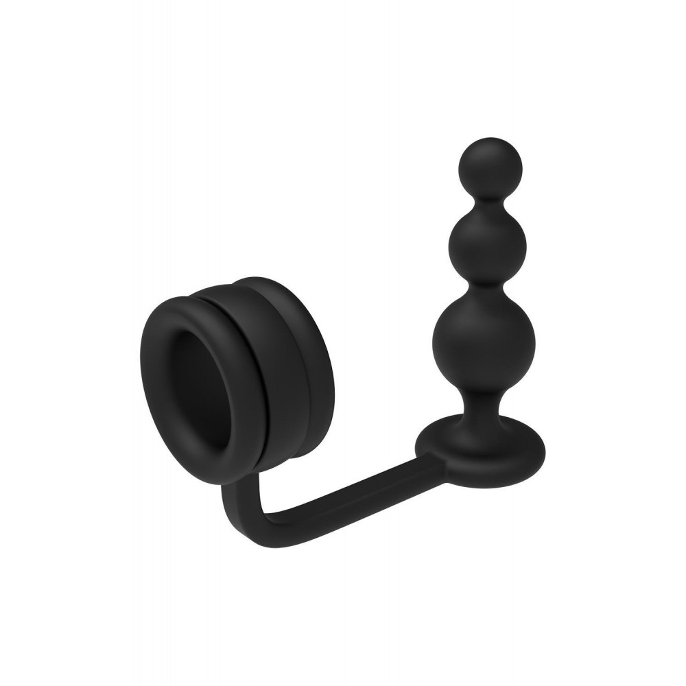Разное - Кольцо для пениса Dream Toys Ramrod с анальной пробкой в форме шара, черное 5