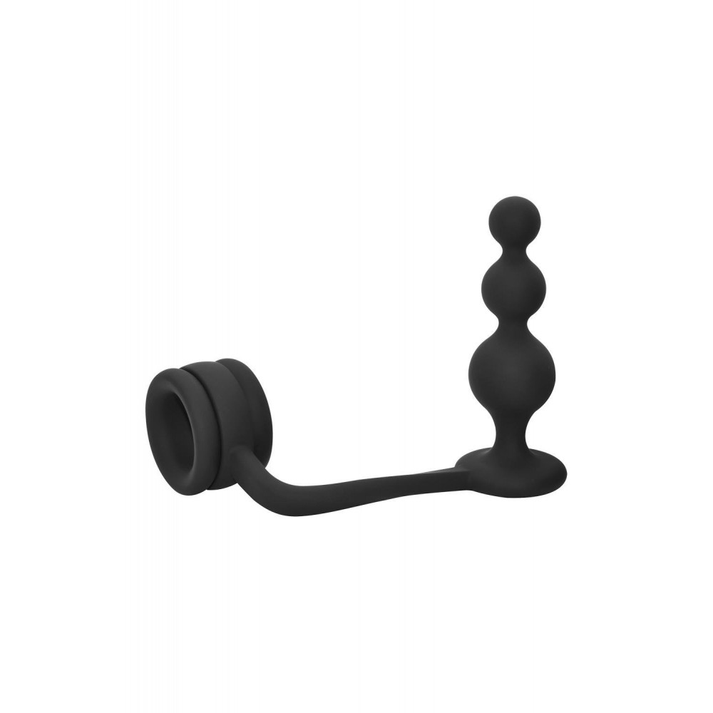 Разное - Кольцо для пениса Dream Toys Ramrod с анальной пробкой в форме шара, черное 6