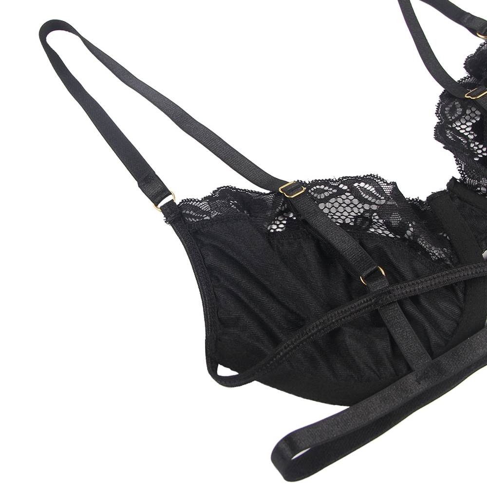 Різне - Комплект білизни мереживної Star Night з поясом для панчох, чорний, XS-S 9