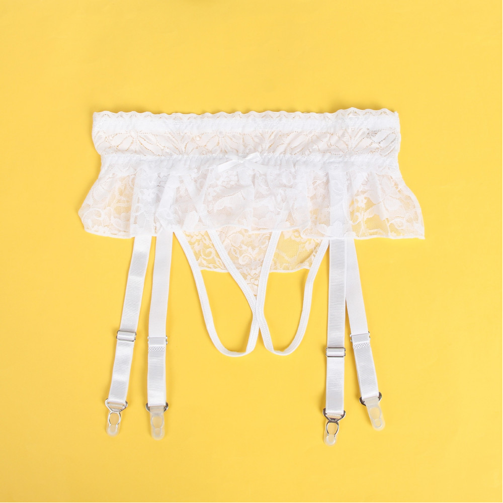  - Мереживні трусики з пажами для панчох Star Night і відкритим доступом, білі, XS-S 2