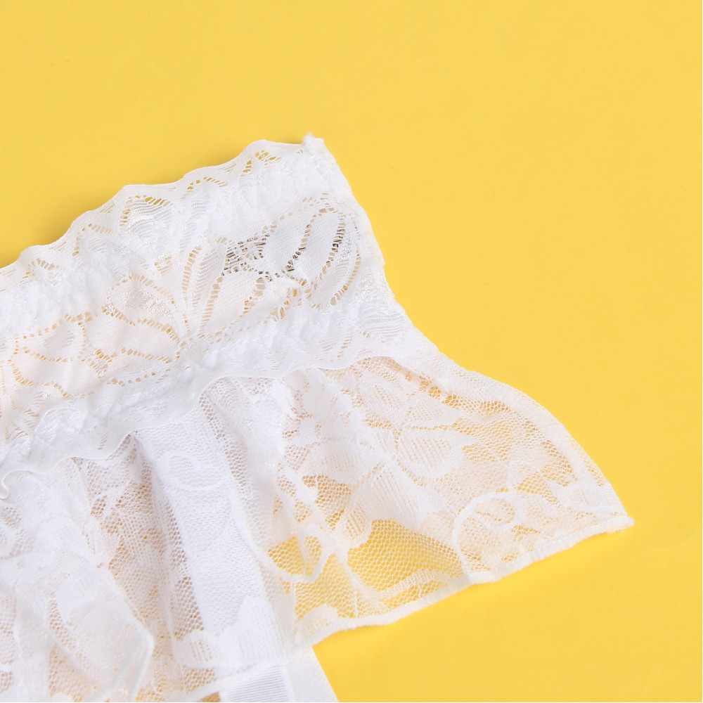  - Мереживні трусики з пажами для панчох Star Night і відкритим доступом, білі, XS-S 5