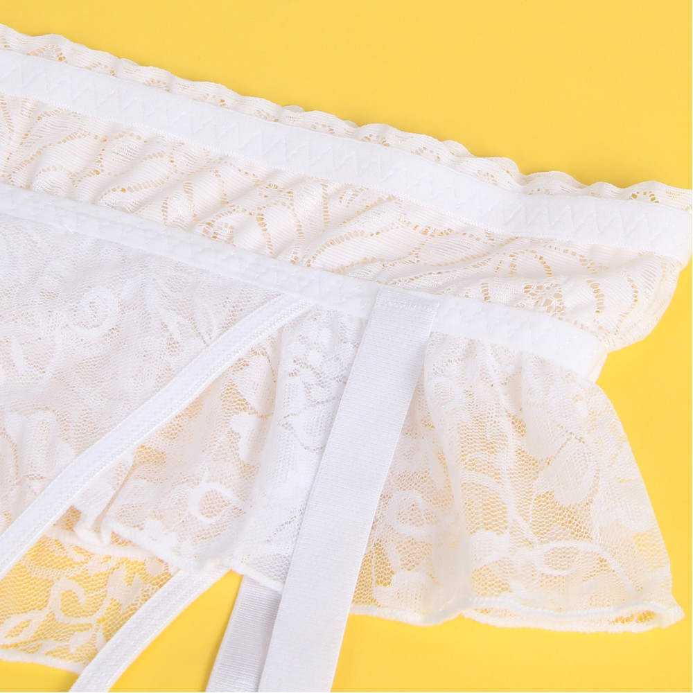  - Мереживні трусики з пажами для панчох Star Night і відкритим доступом, білі, XS-S 4