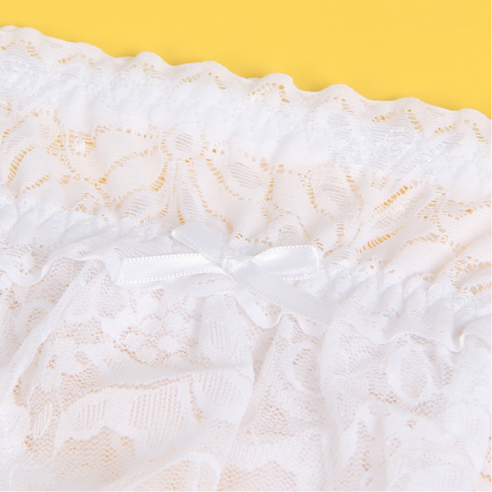  - Мереживні трусики з пажами для панчох Star Night і відкритим доступом, білі, XS-S 6