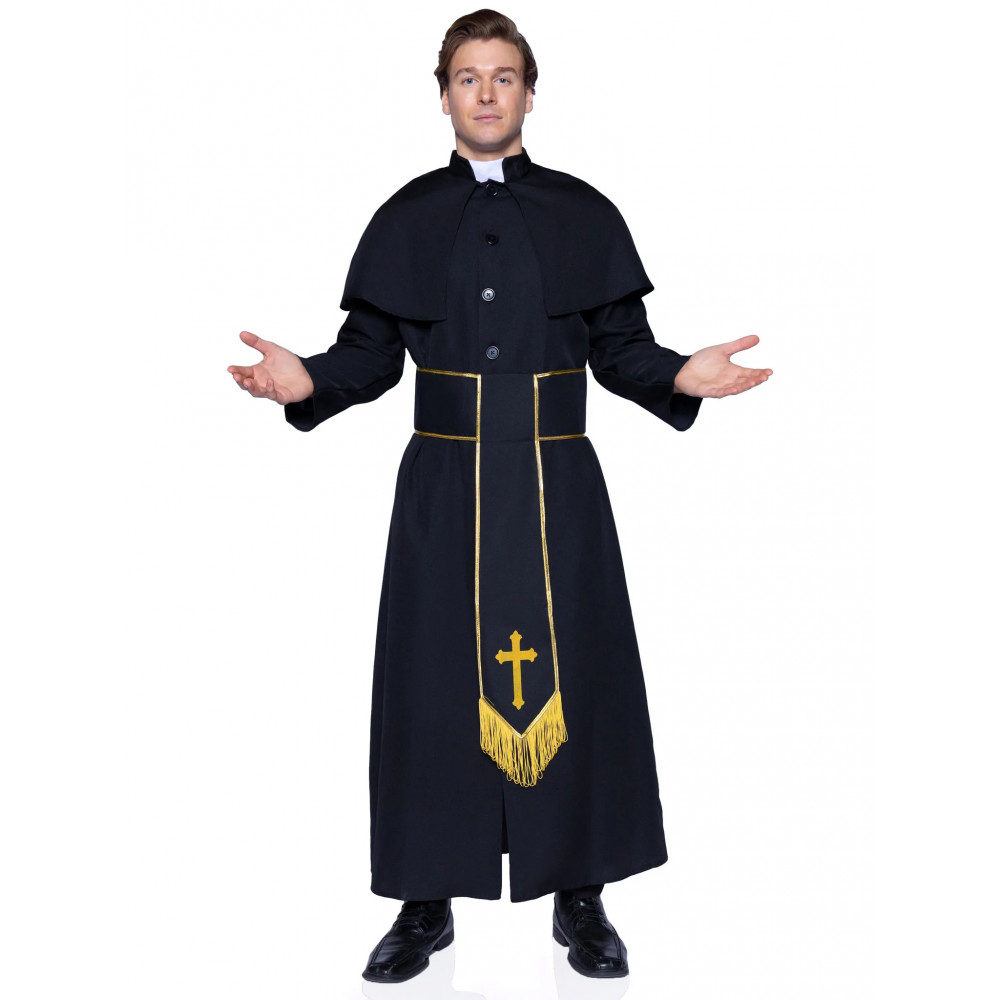 Эротические костюмы - Костюм католического священника Leg Avenue Priest 2 предмета, черный, M/L 5