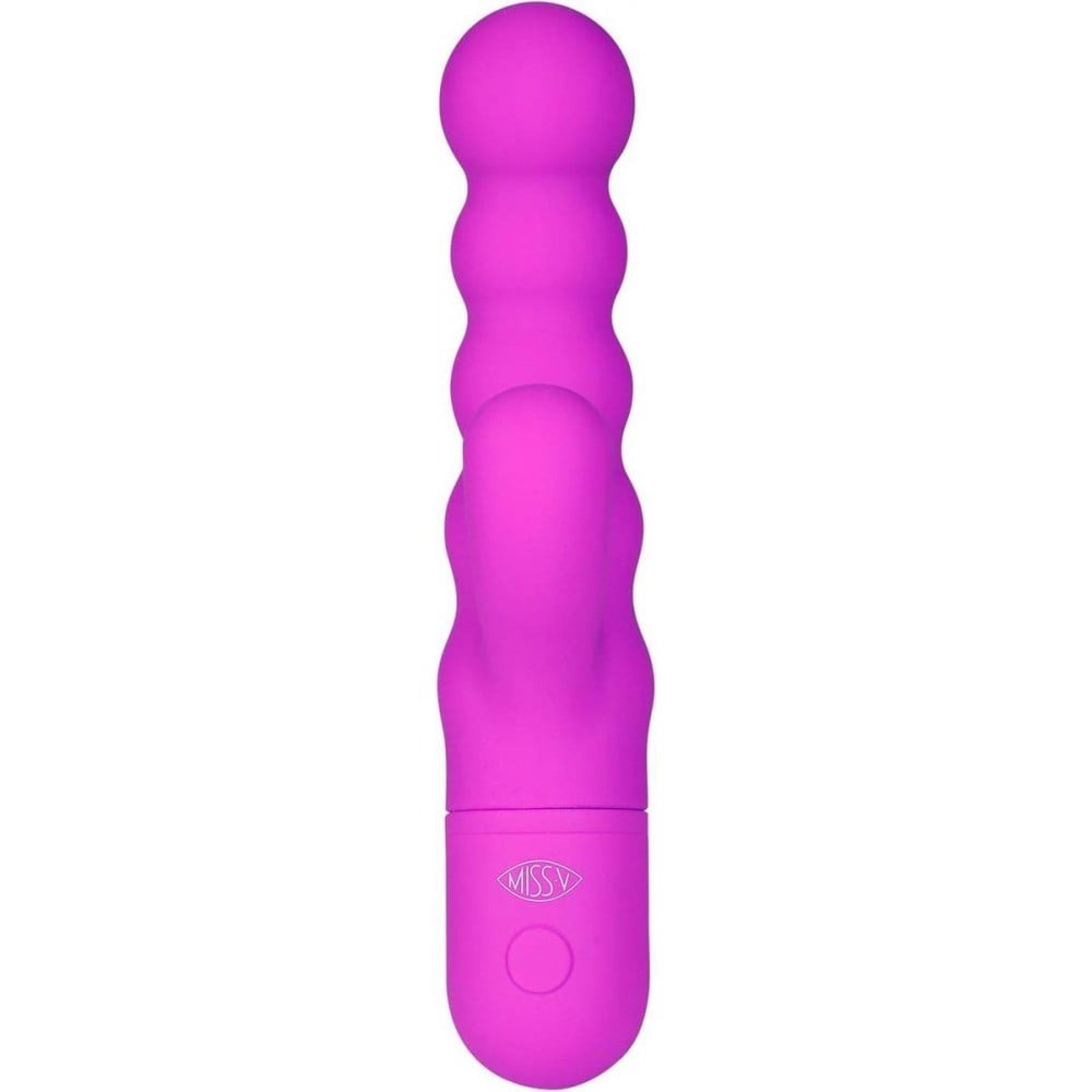 Вибратор-кролик - Вибратор-кролик рельефный Double Up Miss V, фиолетовый 1