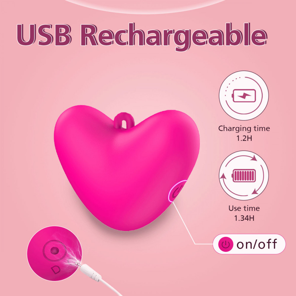 Вибропули и мини-вибраторы - Мини-вибратор клиторальный Every Night Toys Eileen в форме сердца розовый, 10 режимов вибрации 2