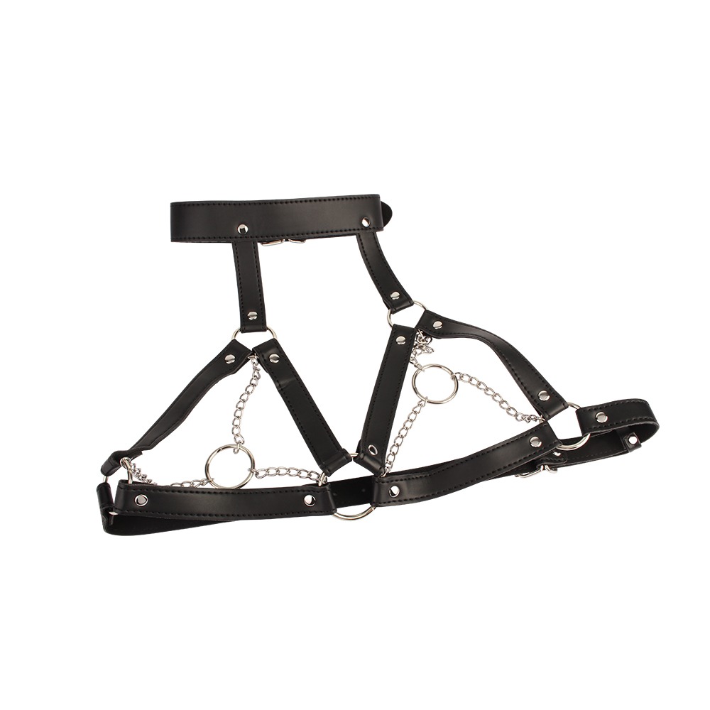 Разное - Портупея на грудь с цепочками и декоративными кольцами на соски Chisa BEHAVE! Luxury Fetish черная 1