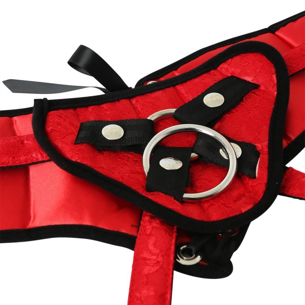 Женское эротическое белье - Трусы для страпона Sportsheets - Plus Red Lace w/Satin Corsette Strap On 3