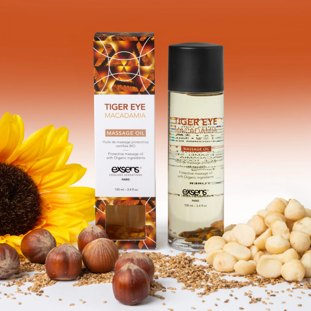 Для массажа - Массажное масло EXSENS Tiger Eye Macadamia (защита с тигровым глазом) 100мл, натуральное 4