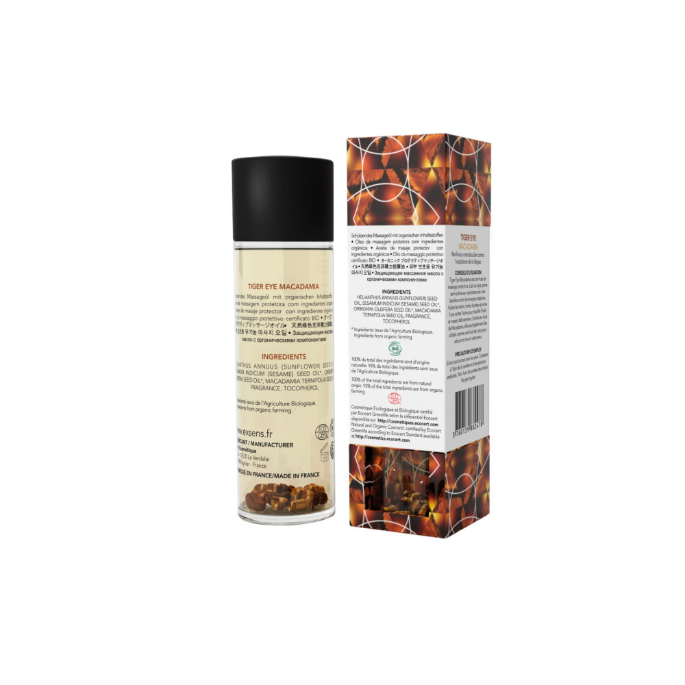 Для массажа - Массажное масло EXSENS Tiger Eye Macadamia (защита с тигровым глазом) 100мл, натуральное 1