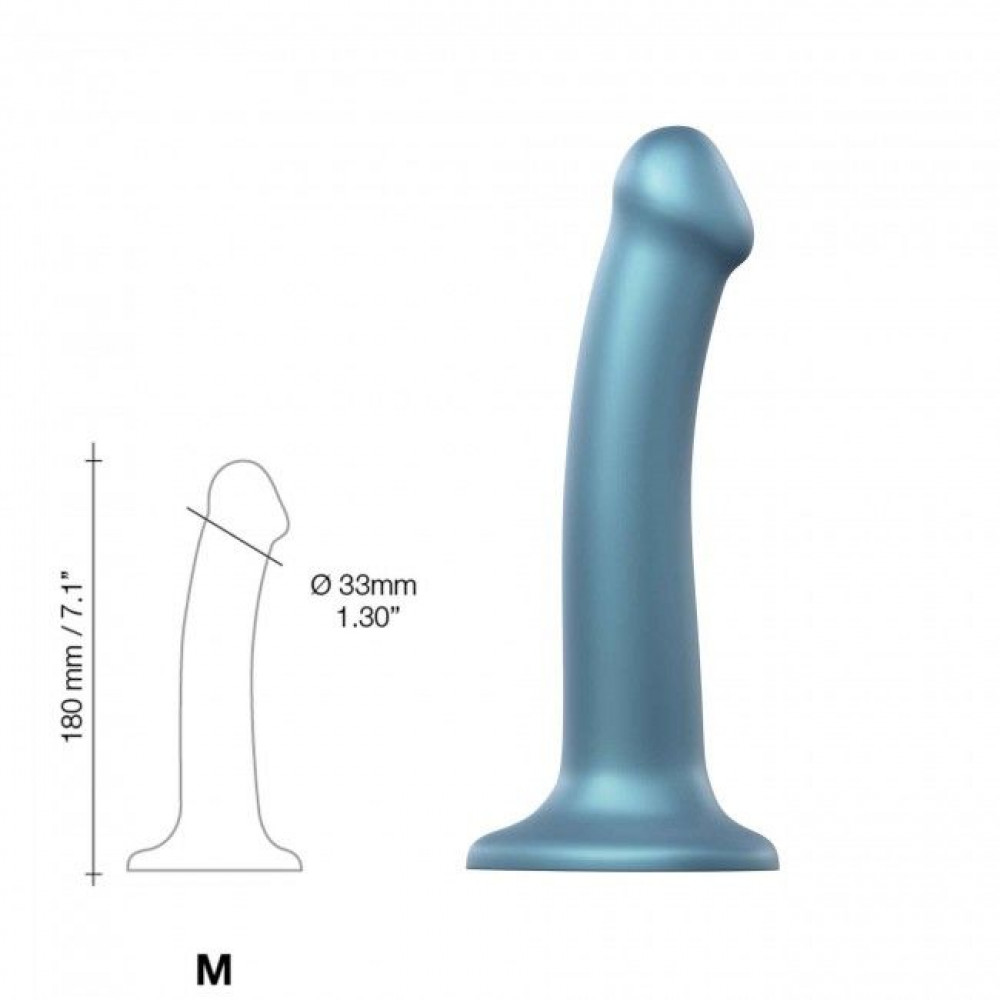 Страпон - Насадка для страпона Strap-On-Me Mono Density Dildo Blue M, диам. 3,3см, однослойный силикон, гибкий 2