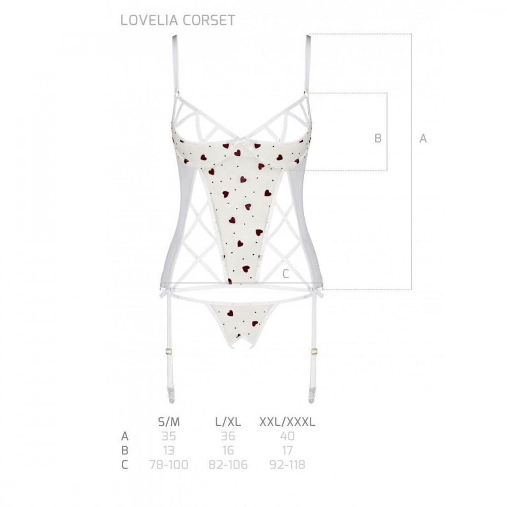 Эротические корсеты - Корсет с подвязками + стринги LOVELIA CORSET white L/XL - Passion 1