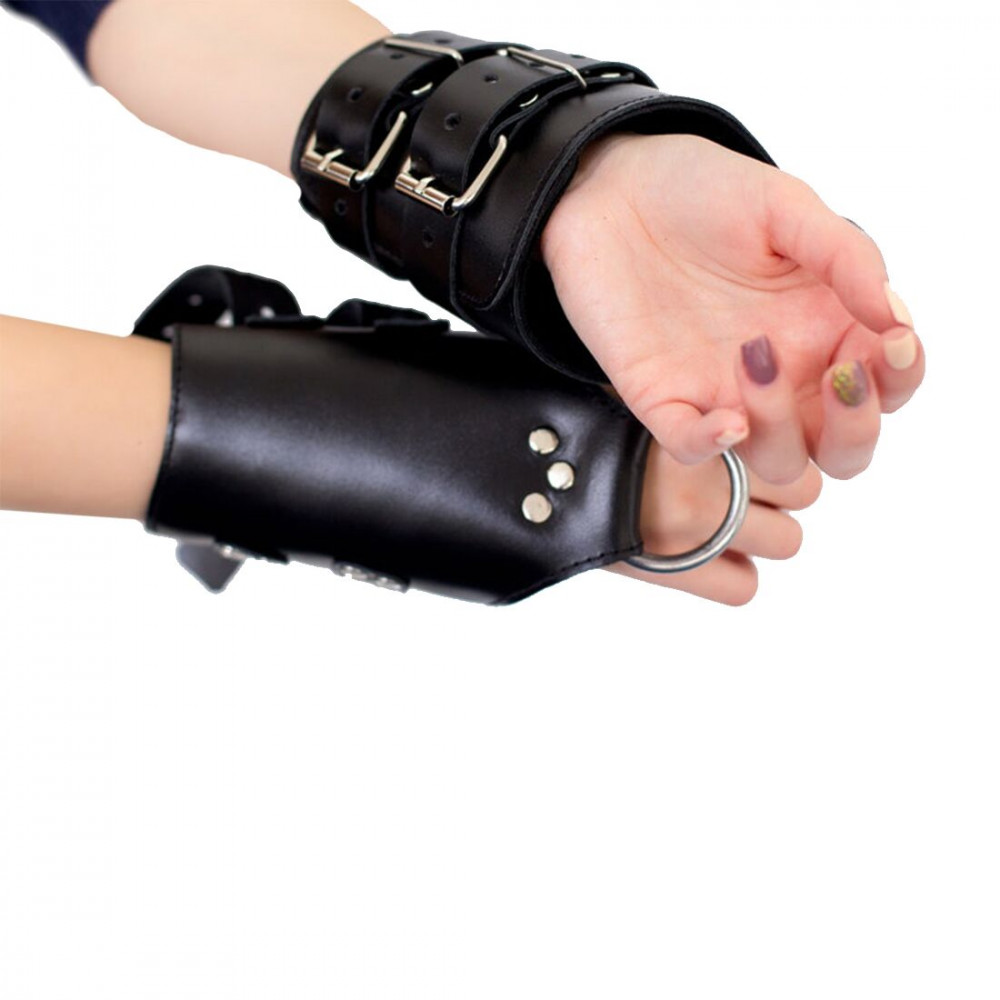  Аксессуары - Манжеты для подвеса за руки Kinky Hand Cuffs For Suspension из натуральной кожи, цвет черный 2