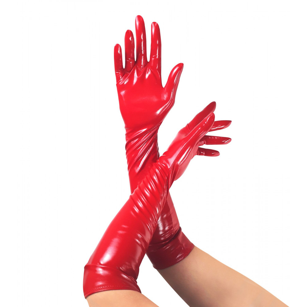 Женское эротическое белье - Глянцевые виниловые перчатки Art of Sex - Lora, размер S, цвет Красный