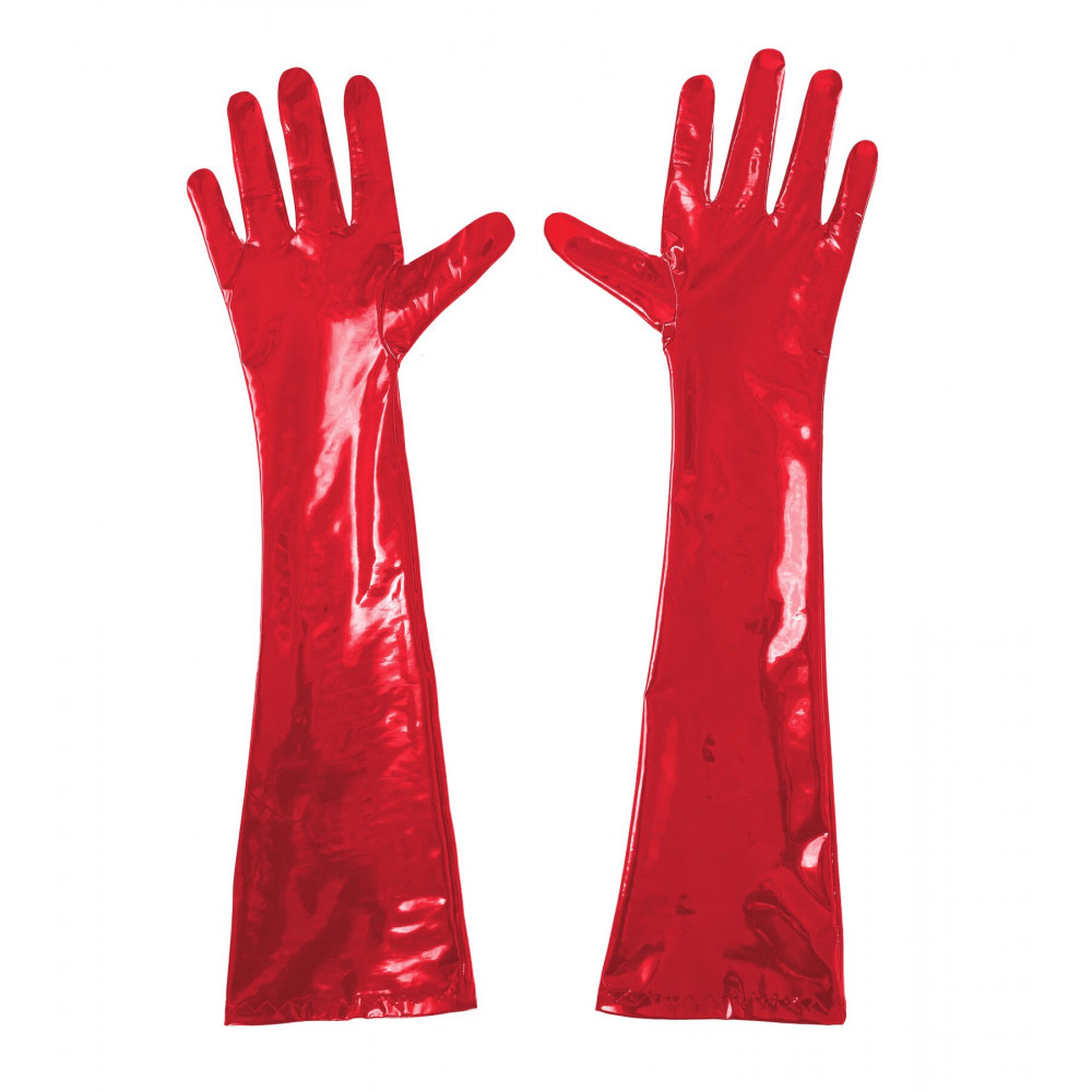 Женское эротическое белье - Глянцевые виниловые перчатки Art of Sex - Lora, размер S, цвет Красный 2