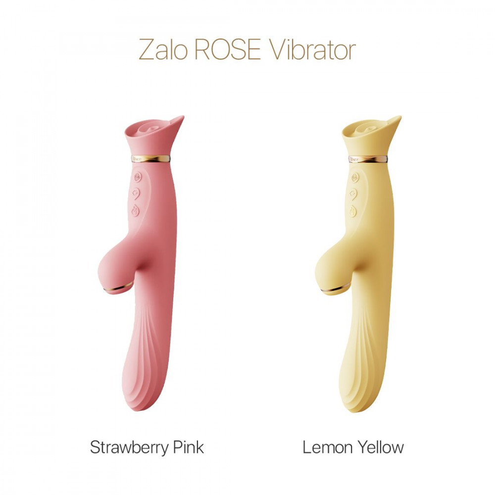 Вибратор-кролик - Вибратор с подогревом и вакуумной стимуляцией клитора Zalo - ROSE Vibrator Strawberry Pink 2