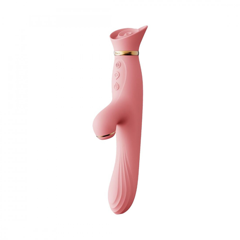 Вибратор-кролик - Вибратор с подогревом и вакуумной стимуляцией клитора Zalo - ROSE Vibrator Strawberry Pink
